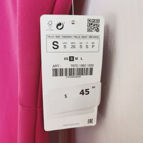 Zara beautiful Fuschia dress in size small with bow tie on back - Picture 3 of 3